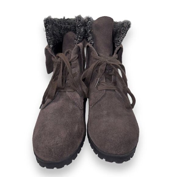 Lucky Brand Heylie Suede Combat Boots Brown / Grey Women's 6.5M - Picture 3 of 11